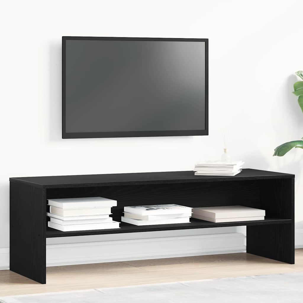 Mobile TV Rovere Nero 120x40x40 cm in Legno Multistrato