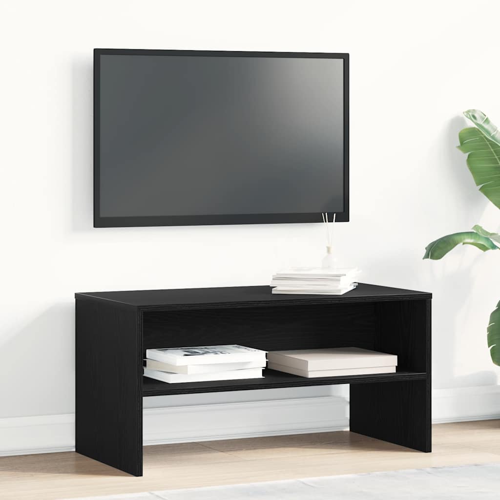 Mobile Porta TV Rovere Nero 80x40x40 cm in Legno Multistrato