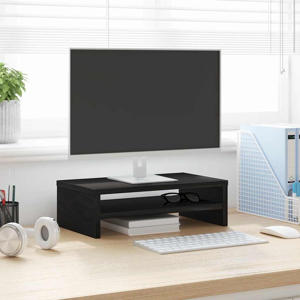 Supporto per Monitor Rovere Nero 42x24x13 cm in Truciolato