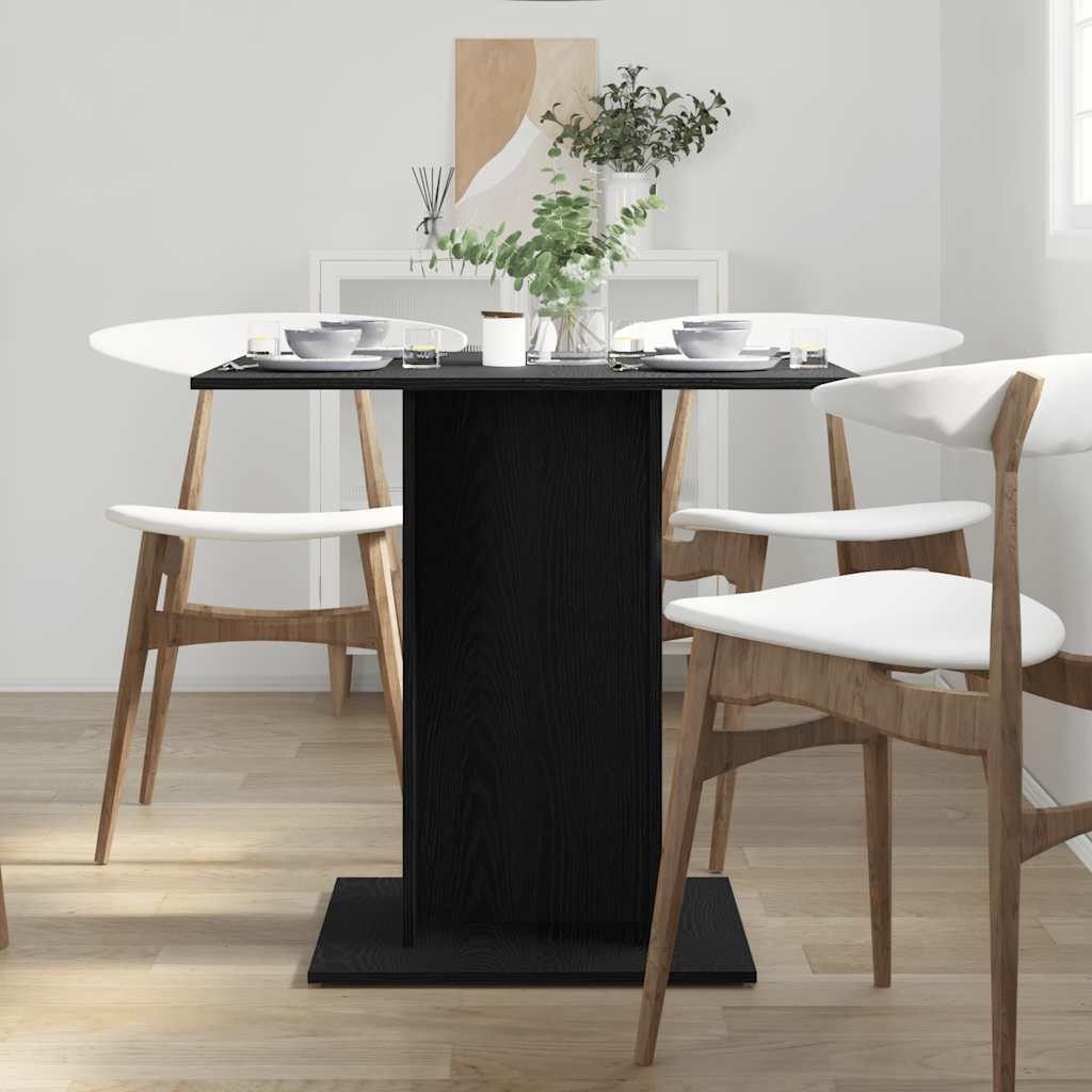 Tavolo da Pranzo Rovere Nero 80x80x75 cm Legno Multistrato