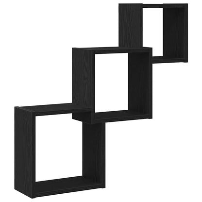 Mensole a Cubo Parete Rovere Nero 68x15x68 cm Legno Multistrato