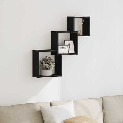 Mensole a Cubo Parete Rovere Nero 68x15x68 cm Legno Multistrato