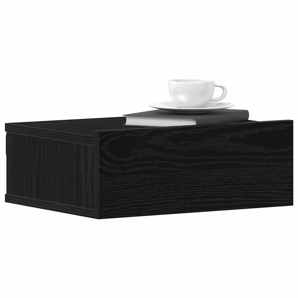 Comodino sospeso Rovere Nero 40x32x15 cm in Legno ingegnerizzato