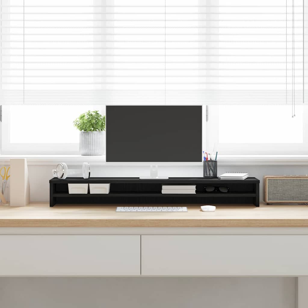 Supporto per Monitor Rovere Nero 100x24x13 cm Legno Multistrato