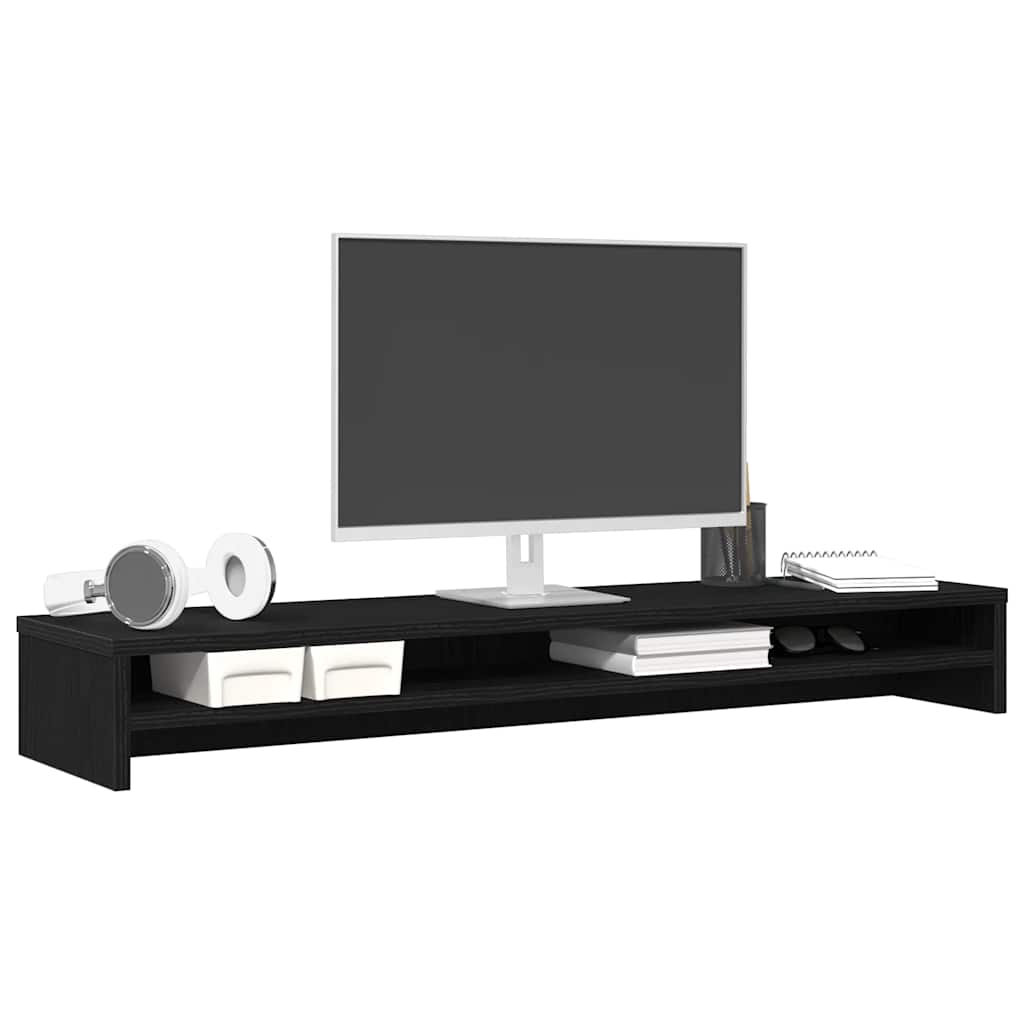 Supporto per Monitor Rovere Nero 100x24x13 cm Legno Multistrato