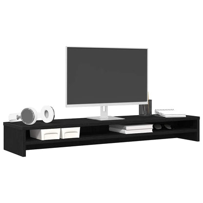 Supporto per Monitor Rovere Nero 100x24x13 cm Legno Multistrato