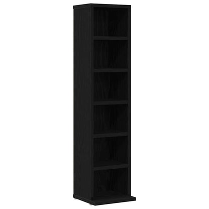 Mobile Porta CD Rovere Nero 21x20x88 cm in Legno Multistrato