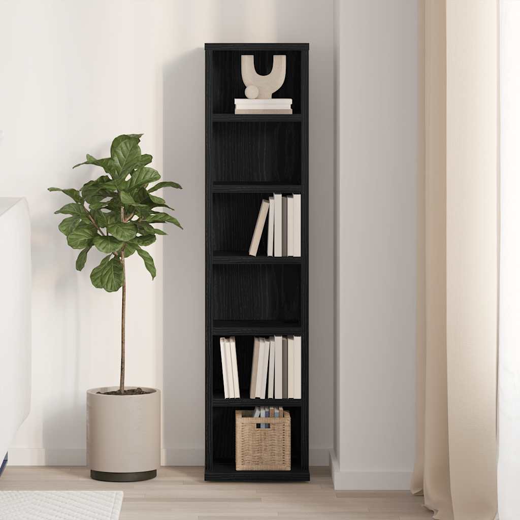 Mobile Porta CD Rovere Nero 21x20x88 cm in Legno Multistrato