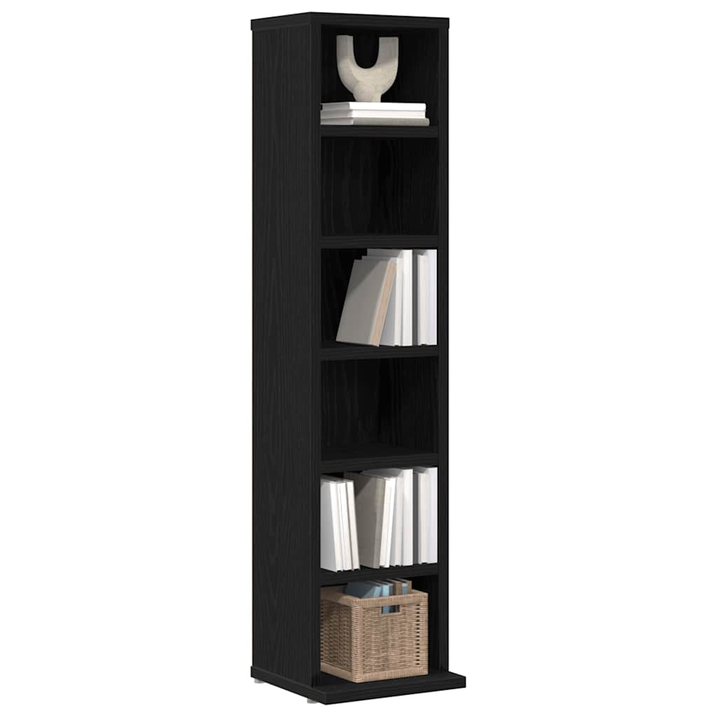 Mobile Porta CD Rovere Nero 21x20x88 cm in Legno Multistrato