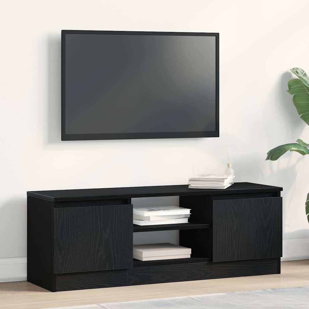 Mobile Porta TV Rovere Nero 102x30x36 cm in Legno Multistrato