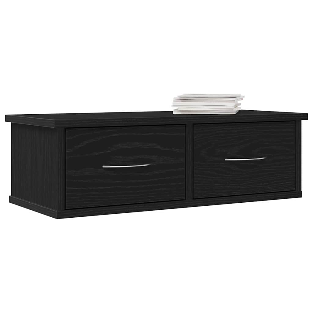 Armadietto a muro con cassetto Rovere Nero 60 x 26 x 18,5 cm