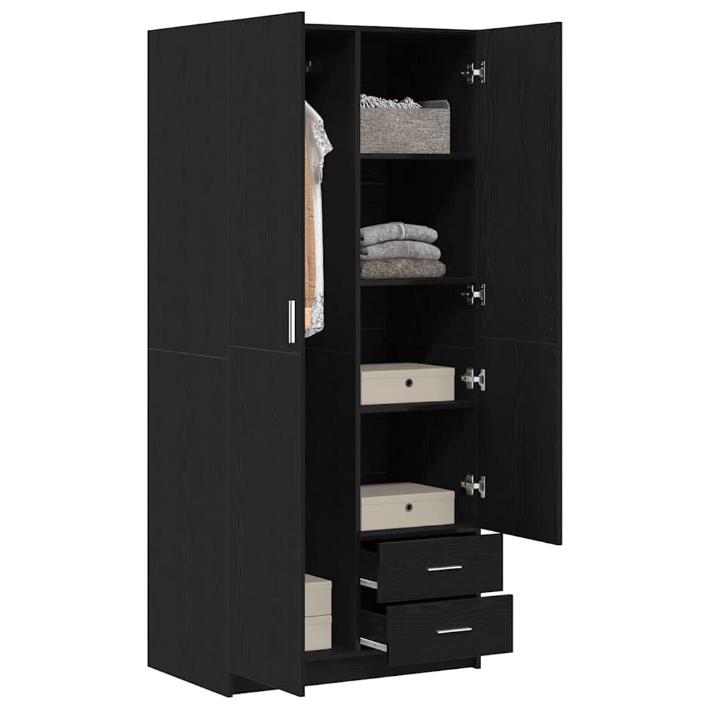 Guardaroba Rovere Nero 80 x 52 x 180 cm Legno multistrato