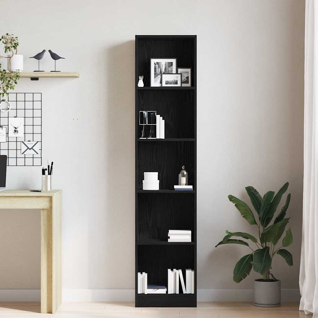 Libreria Rovere Nero 40x24x176 cm in Legno Multistrato
