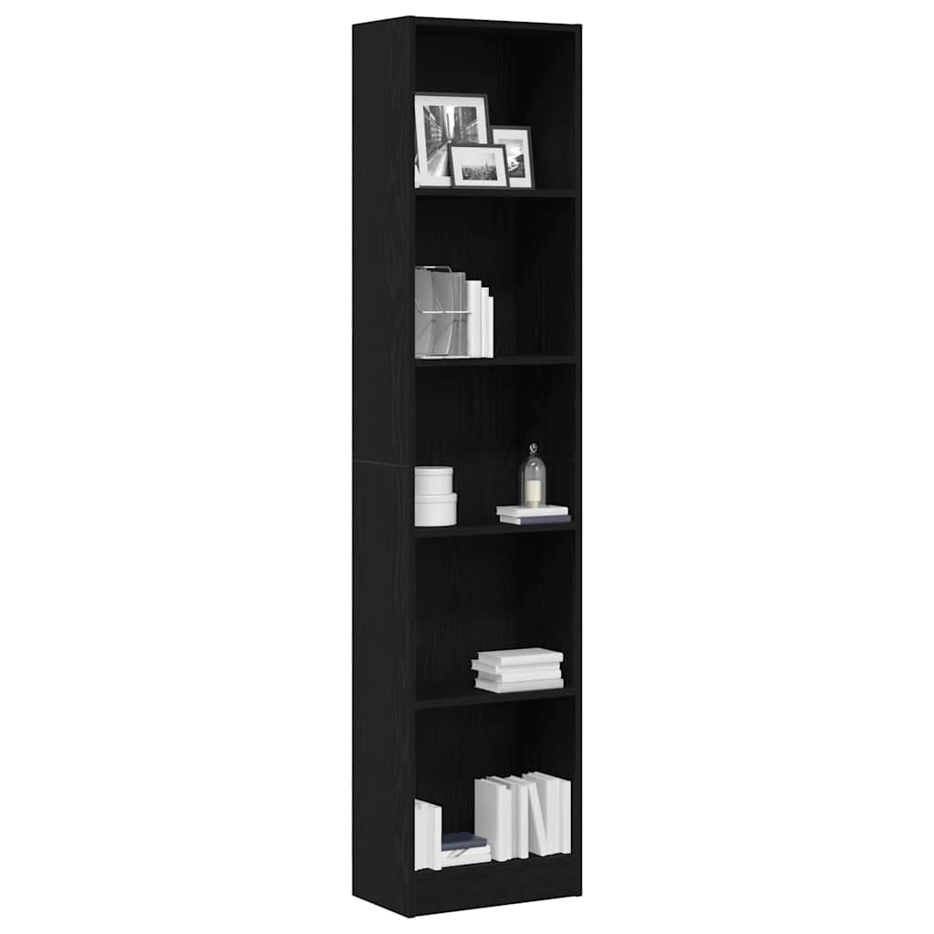 Libreria Rovere Nero 40x24x176 cm in Legno Multistrato