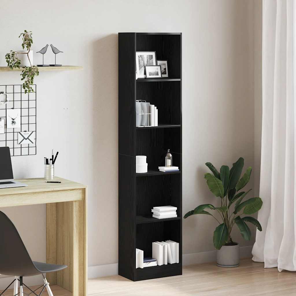Libreria Rovere Nero 40x24x176 cm in Legno Multistrato