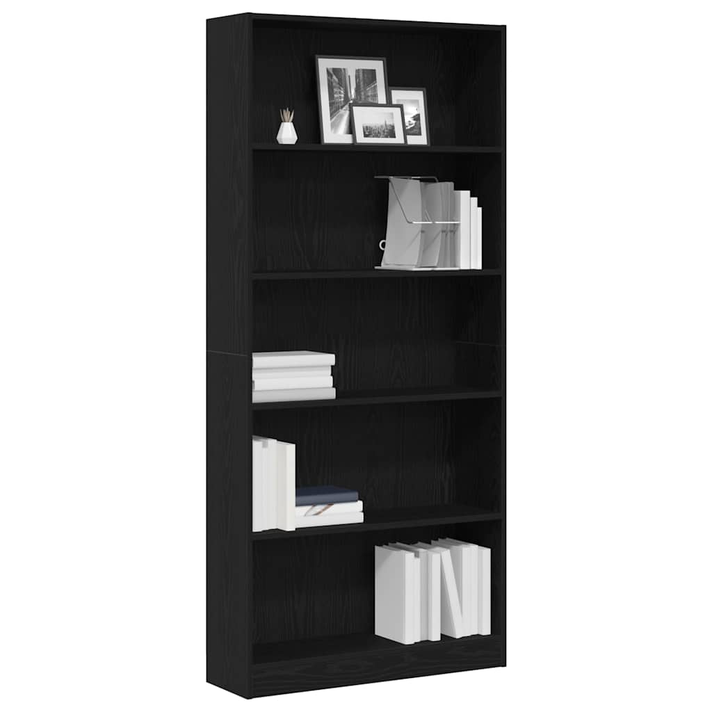 Libreria Rovere Nero 80x24x176 cm in Legno Multistrato