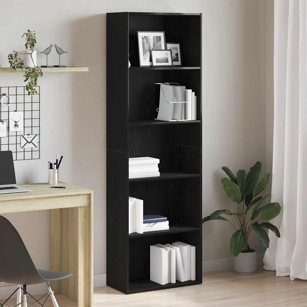 Libreria Rovere Nero 60x30x189 cm in Legno Multistrato