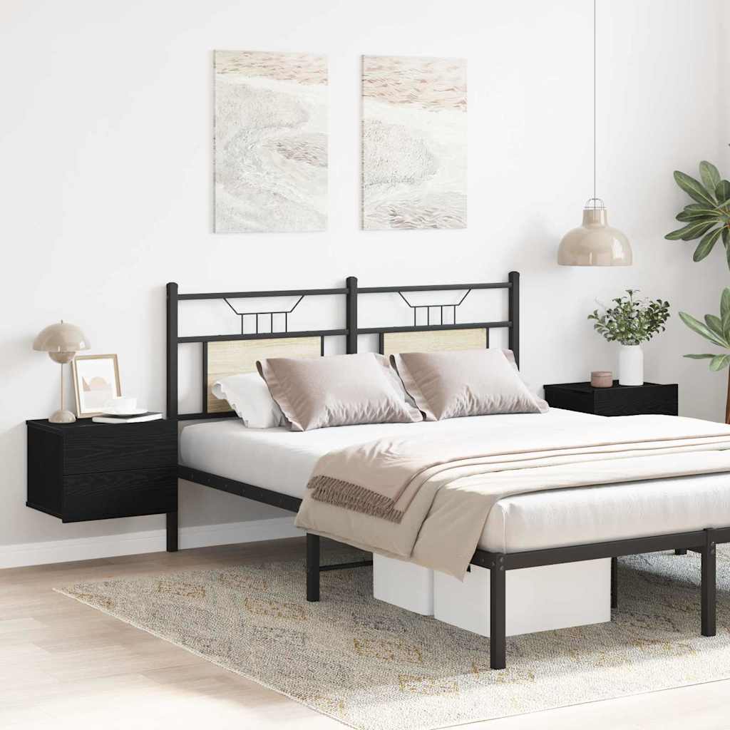 Armadio da Notte con cassetto 2 pcs Rovere Nero 40 x 30 x 30 cm