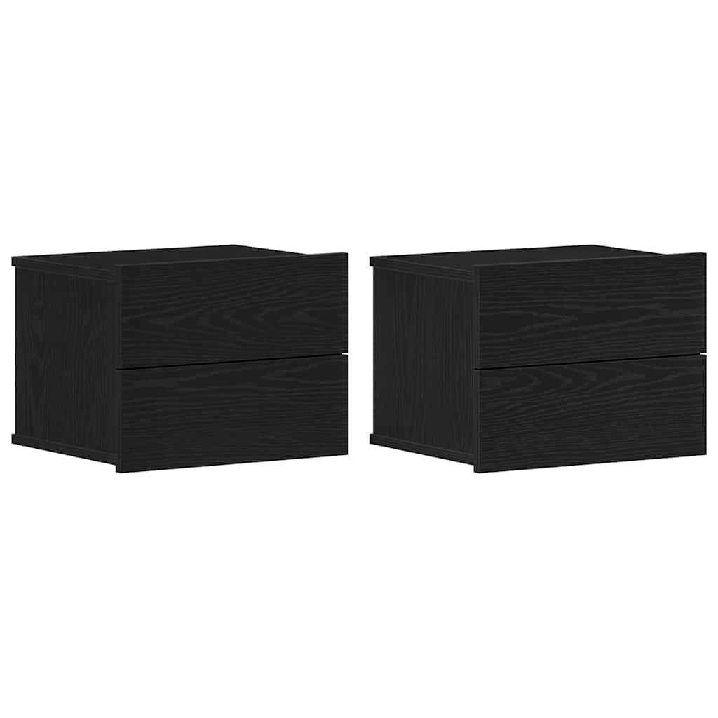 Armadio da Notte con cassetto 2 pcs Rovere Nero 40 x 30 x 30 cm