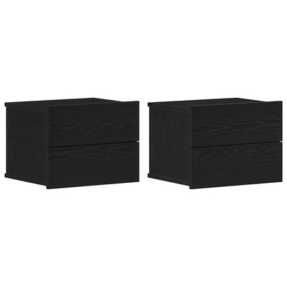 Armadio da Notte con cassetto 2 pcs Rovere Nero 40 x 30 x 30 cm