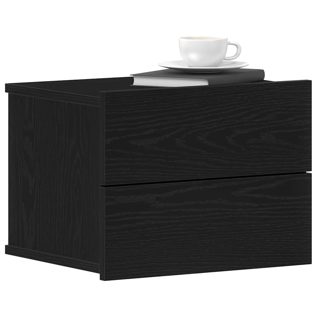 Armadio da Notte con cassetto 2 pcs Rovere Nero 40 x 30 x 30 cm