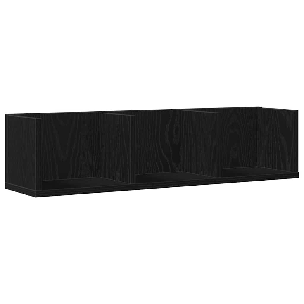 Scaffale da parete con lo scaffale Rovere Nero 75 x 18 x 18 cm