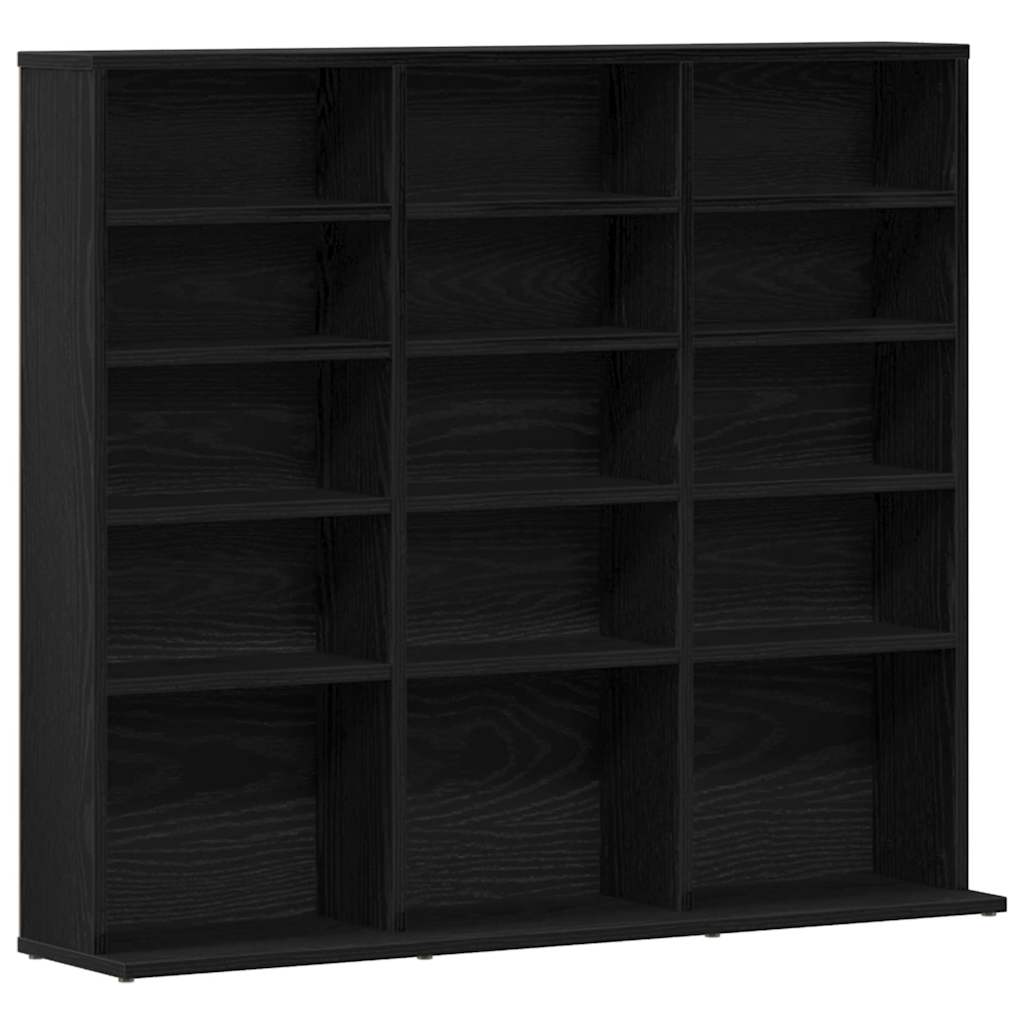 Mobile Porta CD Rovere Nero 100,5x23x89,5 cm Legno Multistrato
