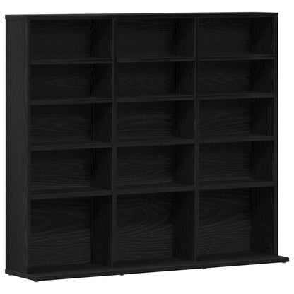 Mobile Porta CD Rovere Nero 100,5x23x89,5 cm Legno Multistrato