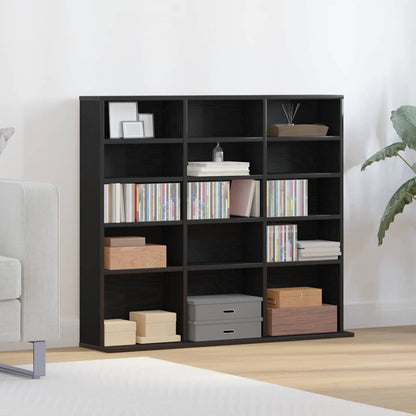 Mobile Porta CD Rovere Nero 100,5x23x89,5 cm Legno Multistrato