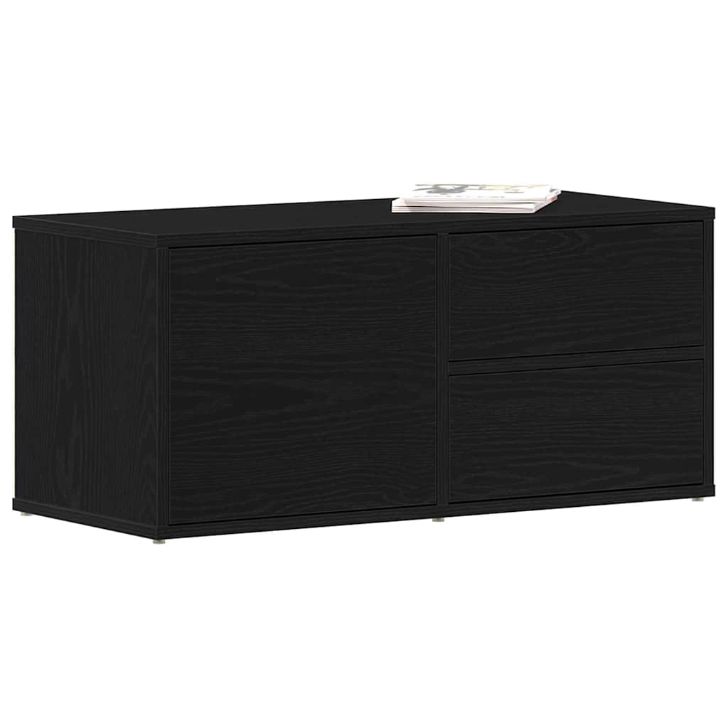 Mobile TV Rovere Nero 80 x 34 x 36 cm Legno multistrato