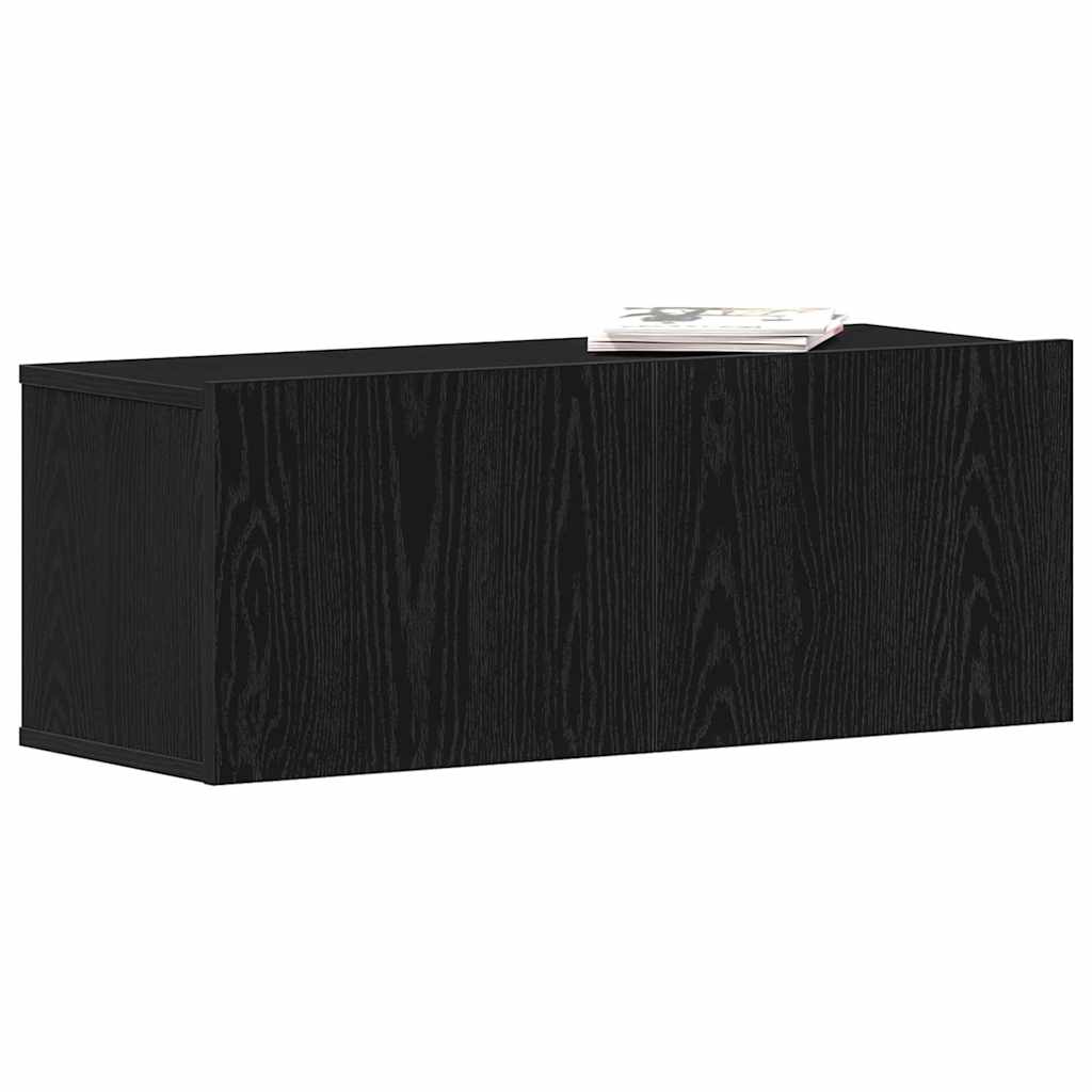 Mobile TV Rovere Nero 80 x 30 x 30 cm Legno multistrato