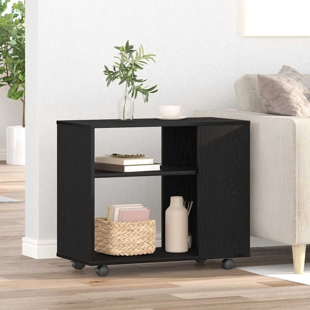 Tavolino laterale in rovere nero 70x35x60 cm in legno ingegnerizzato