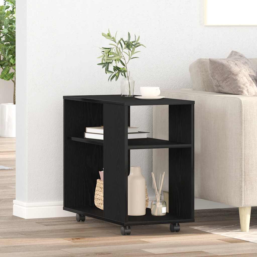 Tavolino laterale in rovere nero 70x35x60 cm in legno ingegnerizzato