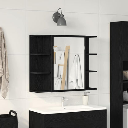 Mobiletto per specchio Rovere Nero 80 x 20,5 x 64 cm