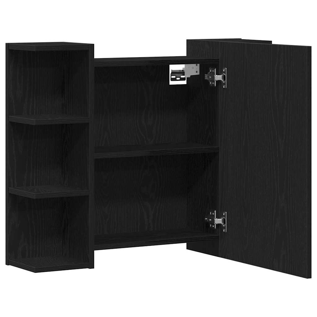 Mobiletto per specchio Rovere Nero 80 x 20,5 x 64 cm