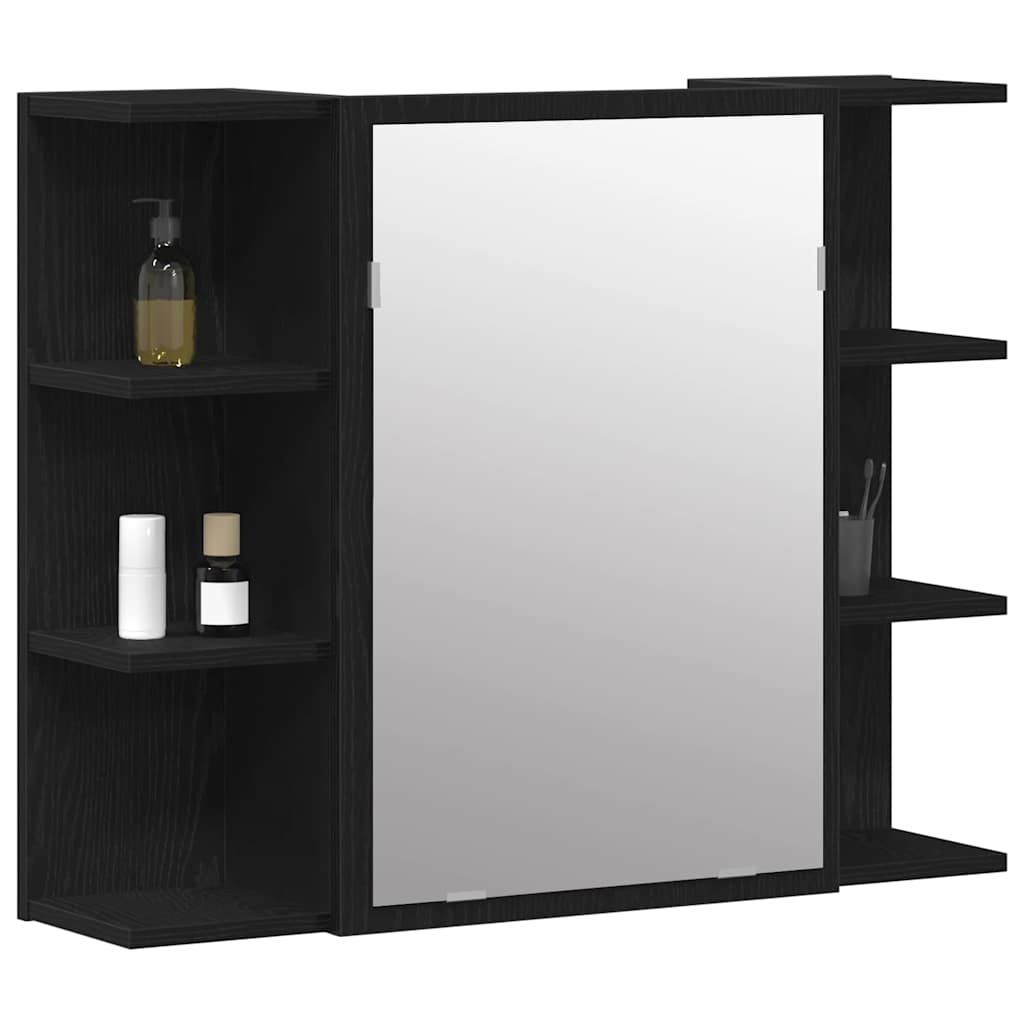 Mobiletto per specchio Rovere Nero 80 x 20,5 x 64 cm