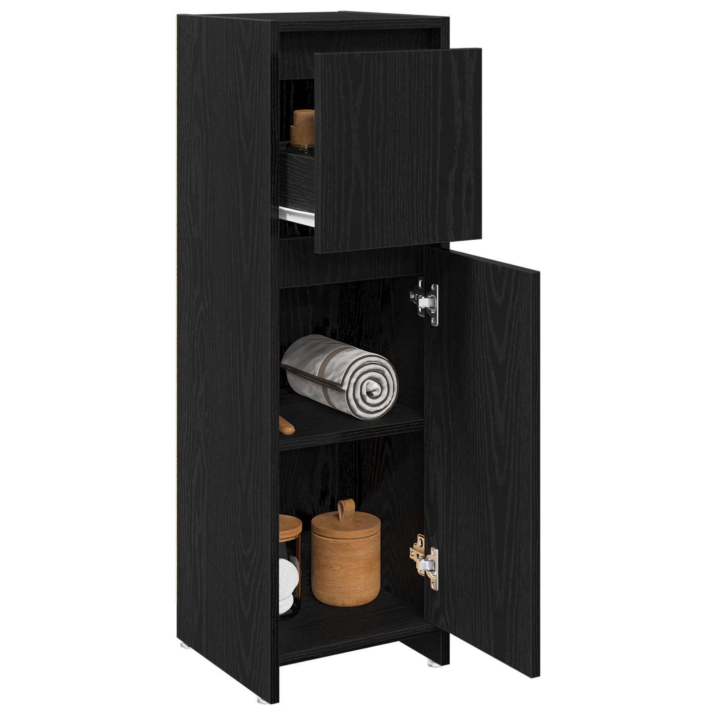 Mobile da Bagno Rovere Nero 30 x 30 x 95 cm Legno multistrato