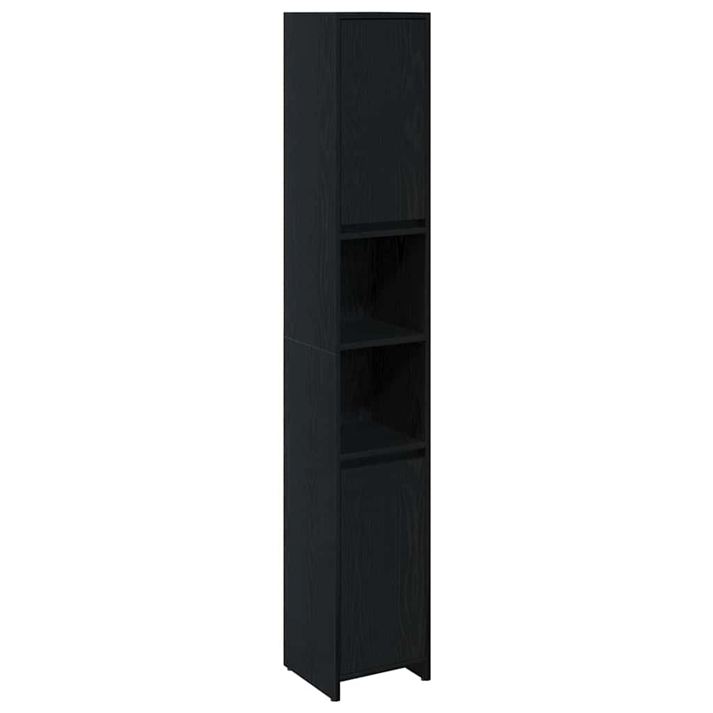 Mobile da Bagno con porta Rovere Nero 30 x 30 x 183,5 cm