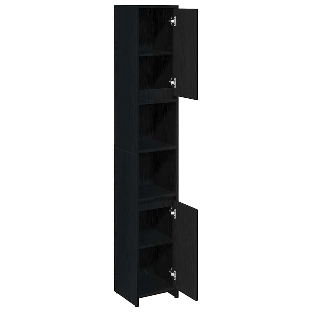 Mobile da Bagno con porta Rovere Nero 30 x 30 x 183,5 cm