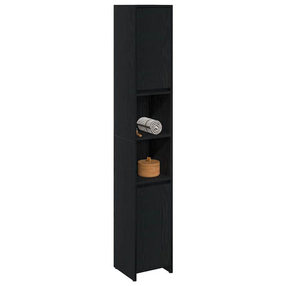 Mobile da Bagno con porta Rovere Nero 30 x 30 x 183,5 cm