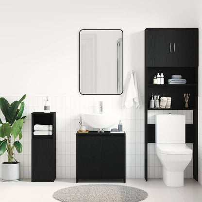 Armadietto Bagno Rovere Nero 60x33x60 cm Legno Ingegnerizzato