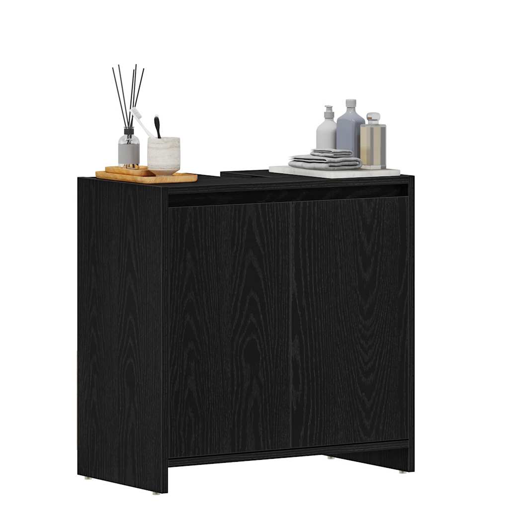 Armadietto Bagno Rovere Nero 60x33x60 cm Legno Ingegnerizzato