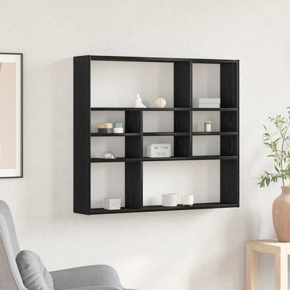 Scaffale a Parete Rovere Nero 90x16x78 cm Legno Multistrato