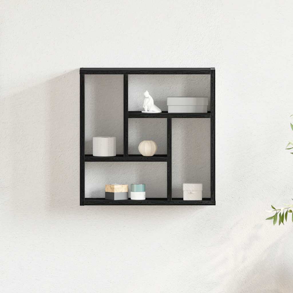 Scaffale a Parete Rovere Nero 45x16x45 cm in Truciolato