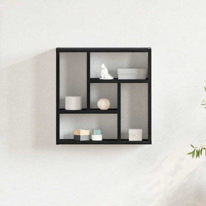 Scaffale a Parete Rovere Nero 45x16x45 cm in Truciolato