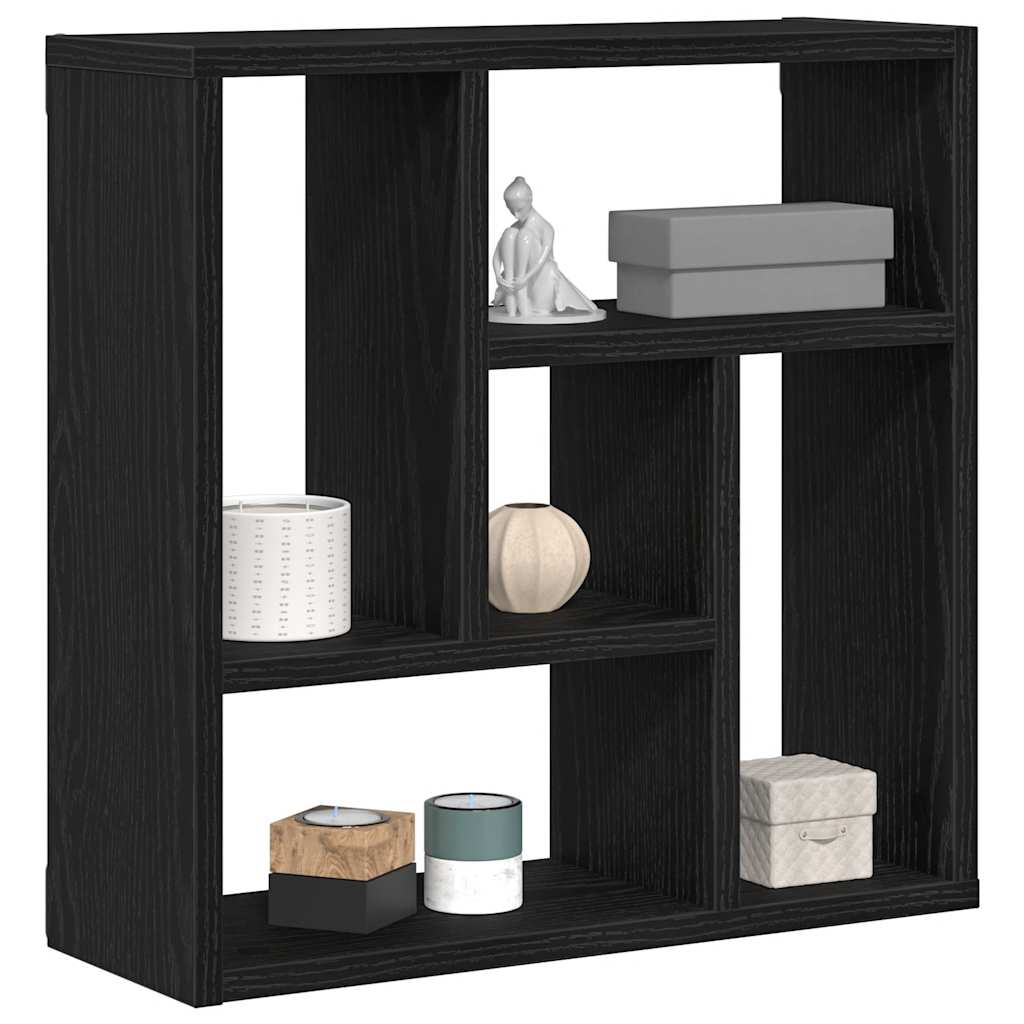 Scaffale a Parete Rovere Nero 45x16x45 cm in Truciolato