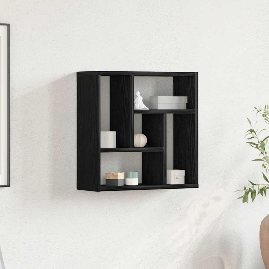 Scaffale a Parete Rovere Nero 45x16x45 cm in Truciolato