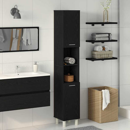 Mobile da Bagno Rovere Nero 30 x 30 x 179 cm Legno multistrato