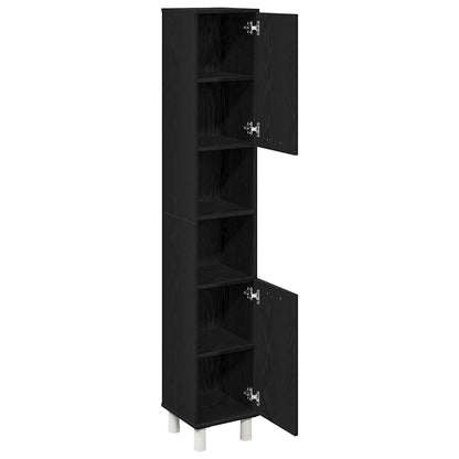 Mobile da Bagno Rovere Nero 30 x 30 x 179 cm Legno multistrato