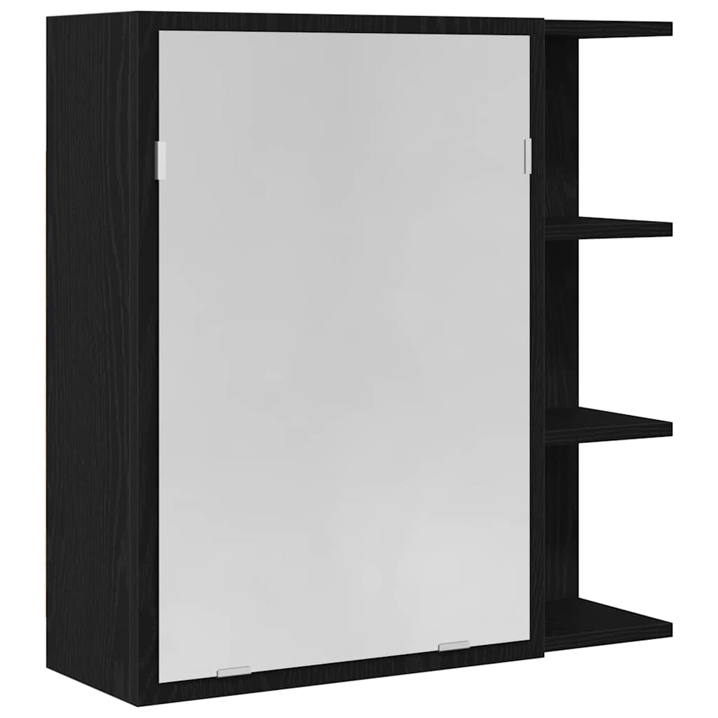 Mobiletto per specchio da bagno Rovere Nero 62,5 x 20,5 x 64 cm
